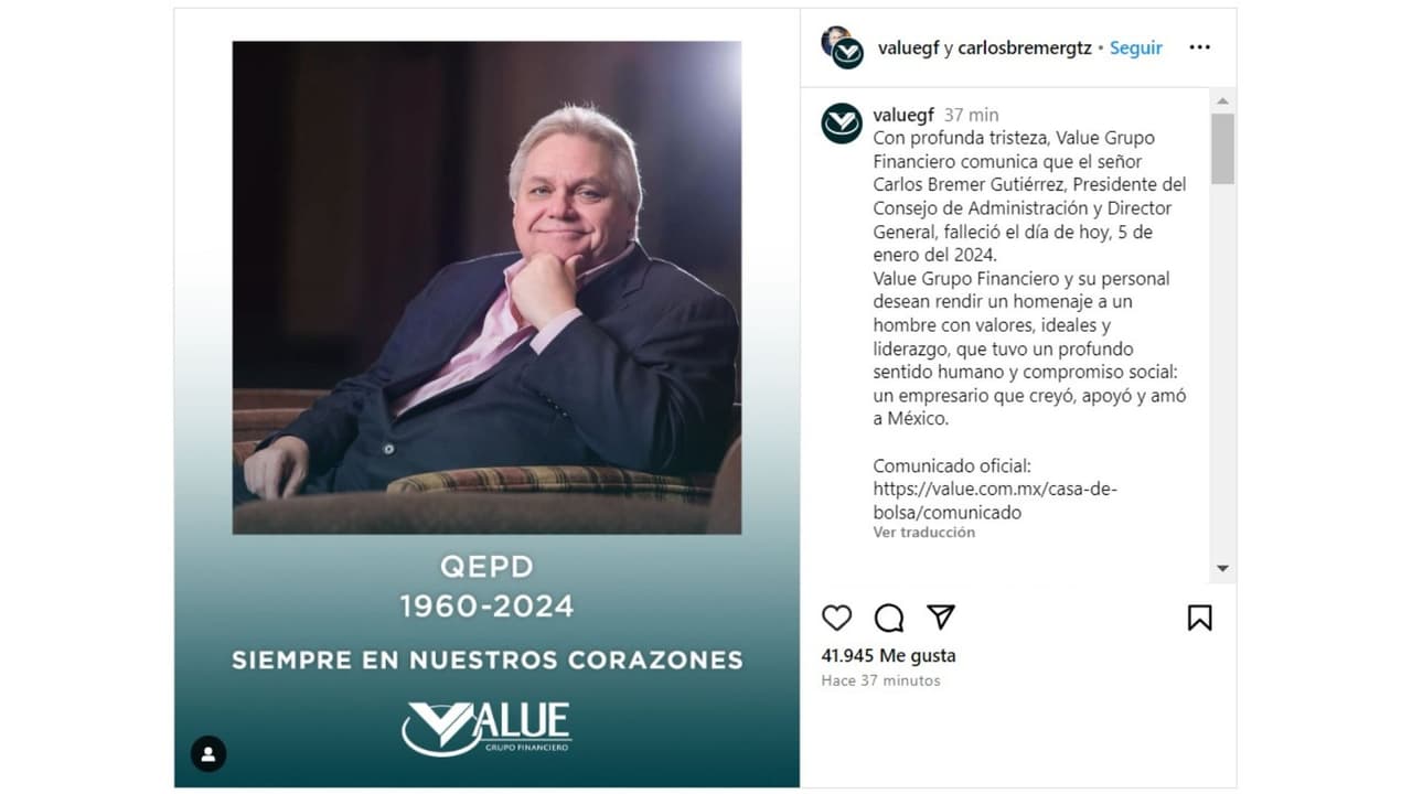 El empresario Carlos Bremer murió a los 63 años.