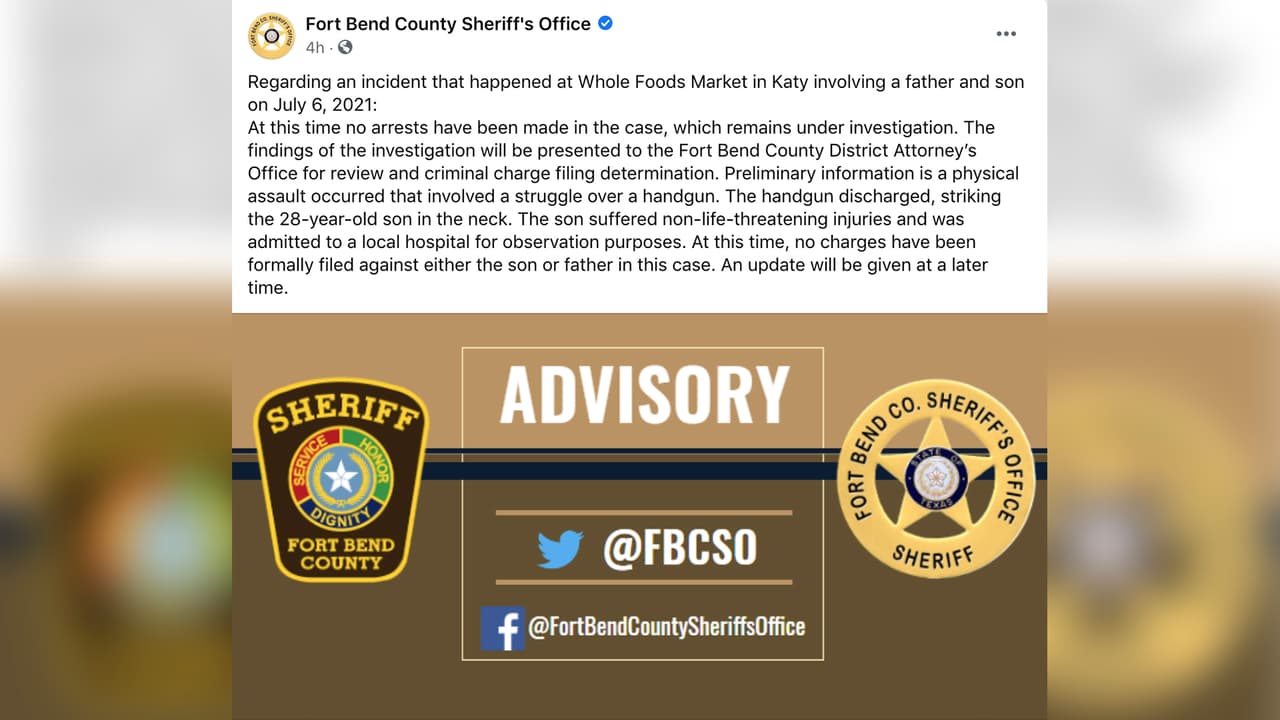 Al parecer, padre e hijo tuvieron una discusión por un arma de fuego que se disparó e hirió al hombre en el estacionamiento del supermercado.