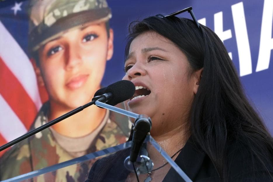 Lupe Guillen addressing a rally on the National Mall in Washignton, DC, July 30, 2020.