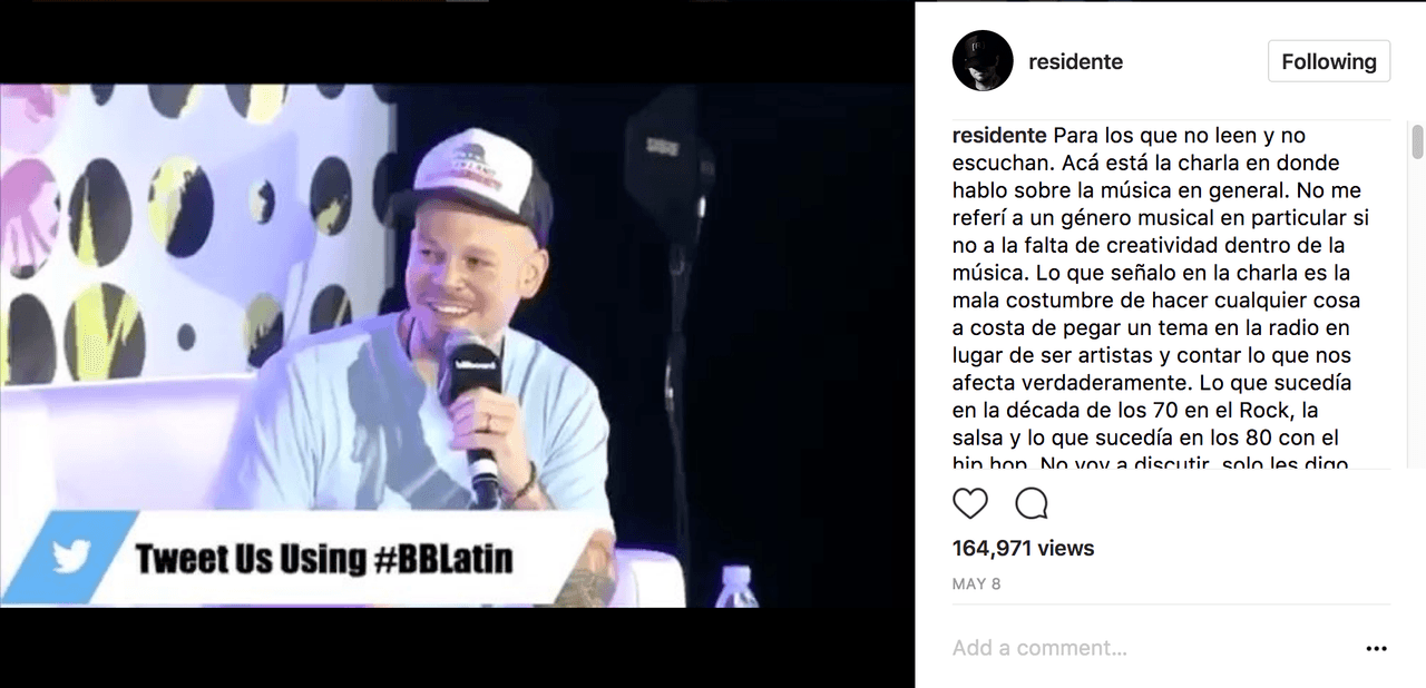 Residente hace aclaraciones sobre sus comentarios y el significado de estos.