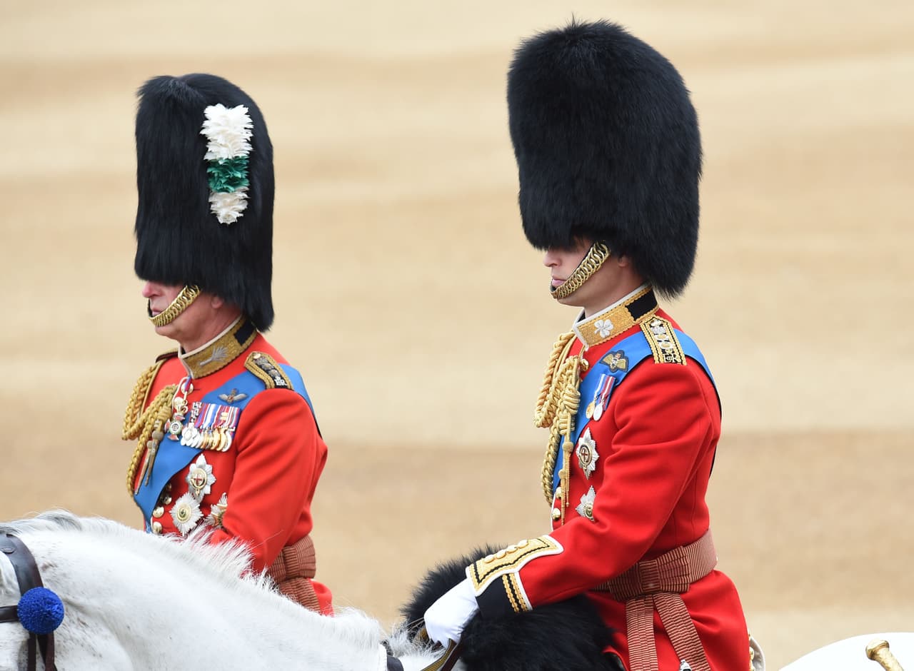 El Príncipe Carlos y William, ataviados en uniforme.