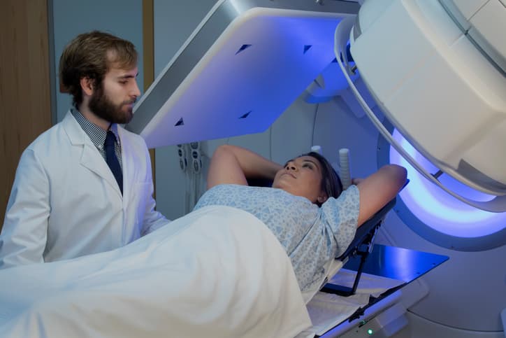Woman receiving Radiation Therapy Treatments for Cancer