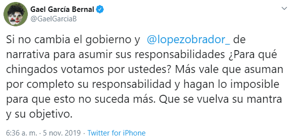 “Si no cambia el gobierno y Andrés Manuel López Obrador de narrativa para asumir sus responsabilidades ¿para qué chingados votamos por ustedes? Más vale que asuman por completo su responsabilidad y hagan lo imposible para que esto no suceda más. Que se vuelva su mantra y su objetivo”, expresó.