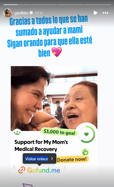 Gisella Aboumrad agradeció por las donaciones que han hecho para su mamá.