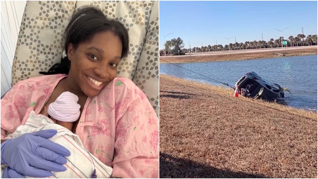 Da a luz tras ser rescatada de auto que se hundía en Florida
