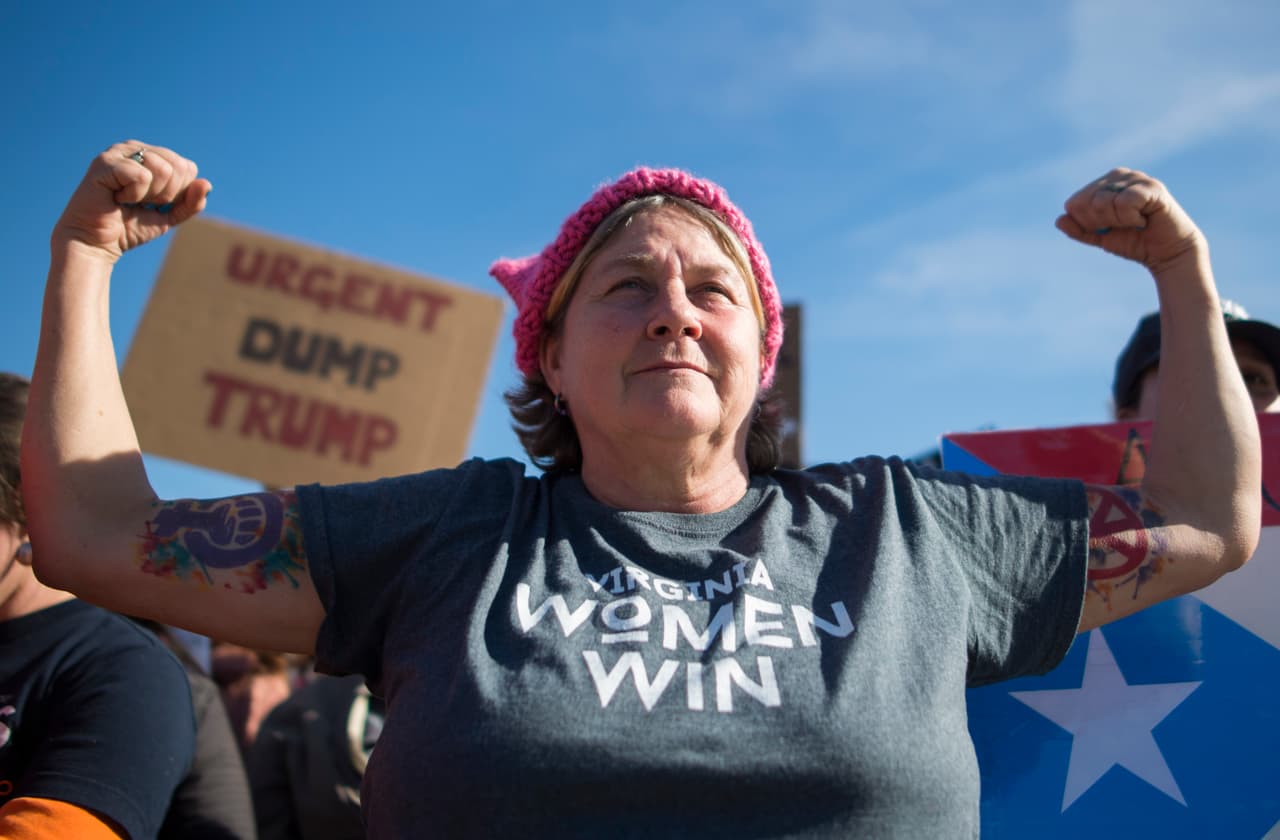 La activista Lisa Lucas Gardner retratada en la protesta en Washington, DC.