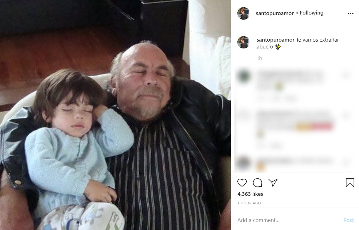 <b>Santino</b>, único hijo de la actriz, también recordó a su abuelo con esta imagen de su niñez.