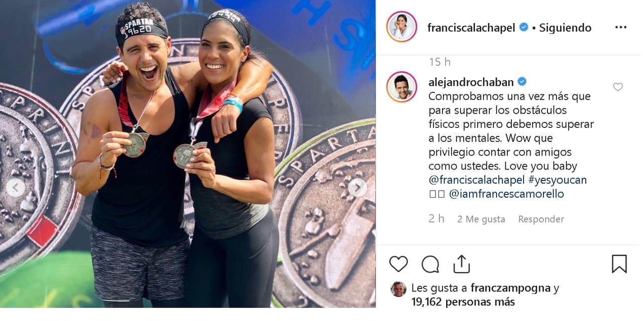Alejandro Chabán se hizo presente con un comentario en la publicación de la exreina de Nuestra Belleza Latina y le expresó que una vez más superaron los obstáculos mentales.