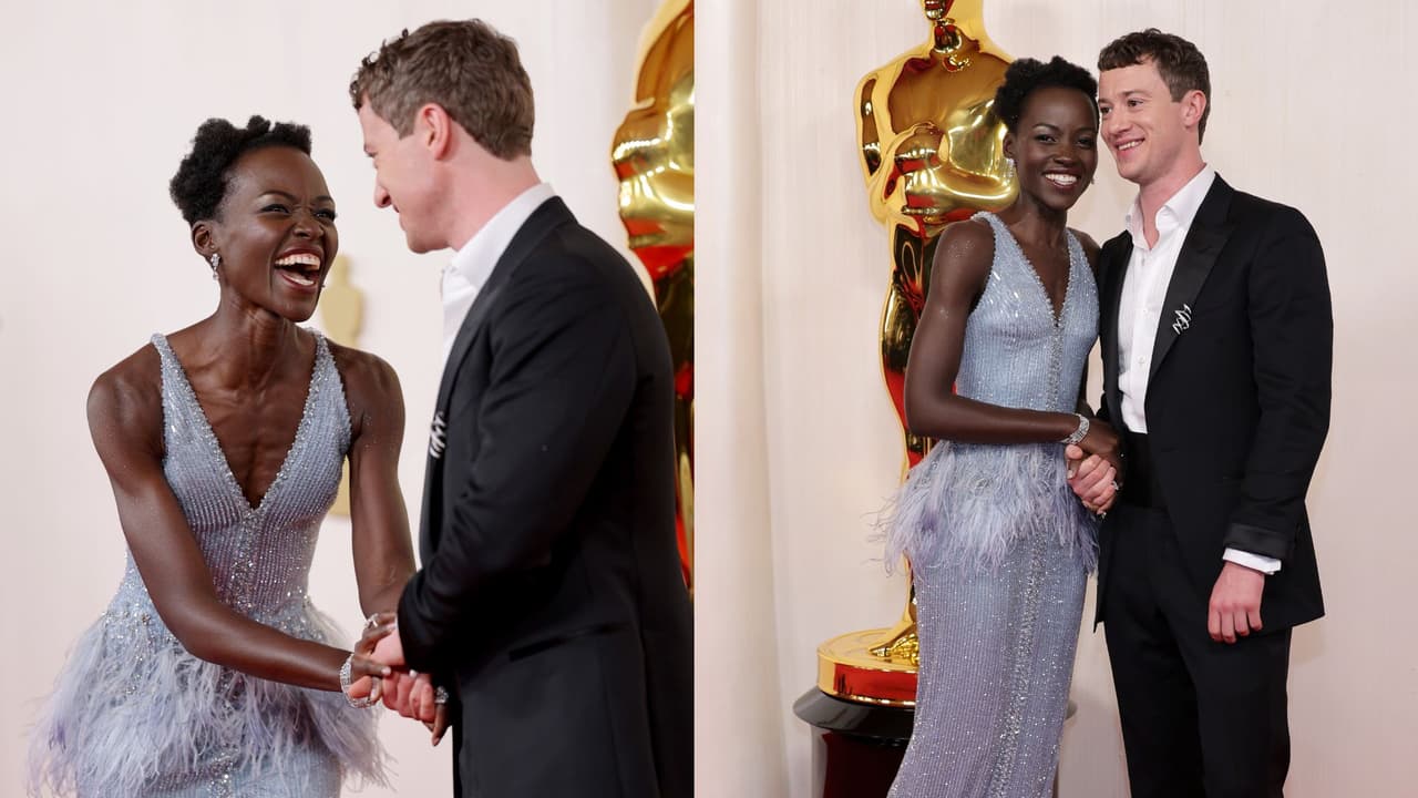 Lupita Nyong’o y Joseph Quinn en los Premios Oscar 2024.