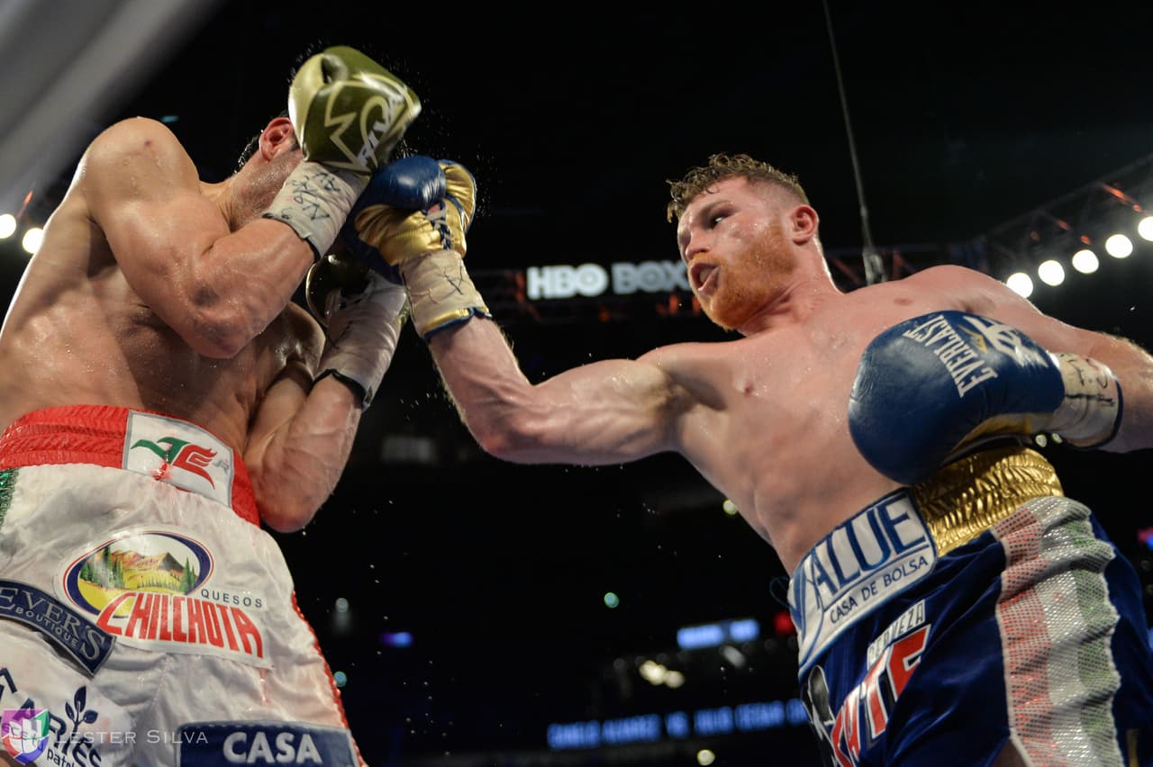 Te acercamos a los golpes que se dieron Saúl 'Canelo' Álvarez en contra de Julio César Chávez Jr., imágenes que te harán sentir en el ring.