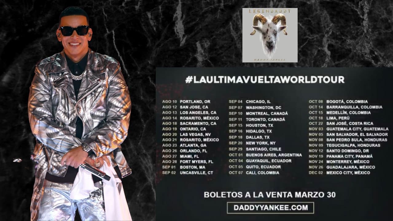 <b>Daddy Yankee</b>
<br>
<br>Tras el inesperado anuncio del ‘Big Boss’ de su retiro de los escenarios musicales, el reggaetonero realizará su tour ‘La Última Vuelta’. Algunos de los escenarios que visitará son Miami, Nueva York, Chicago, Boston, Washington, entre otras partes de los Estados Unidos. Además, se presentará en países como Argentina, Perú, El Salvador, Panamá, Guatemala, Ecuador, Colombia y México. 
<a href="https://www.univision.com/musica/paquita-la-del-barrio-podria-ser-parte-de-la-gira-de-daddy-yankee-en-mexico-esto-es-lo-que-se-sabe-video">Y se especula que Paquita La Del Barrio estaría en uno de sus conciertos.</a>