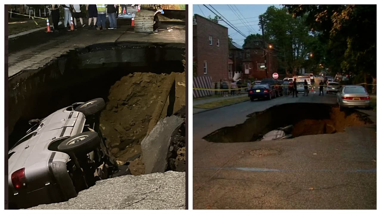 Se abrió un socavón de 58 pies y se tragó a una van en el Bronx 