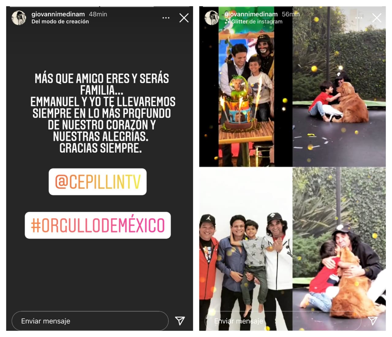 Giovanni Medina, expareja de Ninel Conde y con quien
<b><a href="https://www.univision.com/famosos/ninel-conde-demandara-a-giovanni-medina-en-eeuu-por-violencia-fisica-fotos" target="_blank">mantiene un pleito legal </a></b>por la custodia de su hijo Emmanuel, agradeció al payasito por los momentos que le brindó al niño.