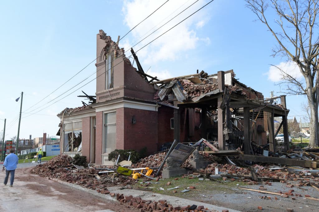 Edificios destrozados en Germantown. El tornado dejó al menos 22 muertos.