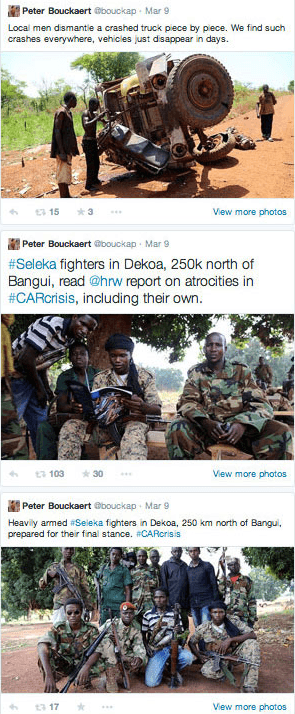 Bouchaert gives other examples of how timely and immediate reporting on the ground via social media platforms like Twitter and Facebook probably helped to save lives