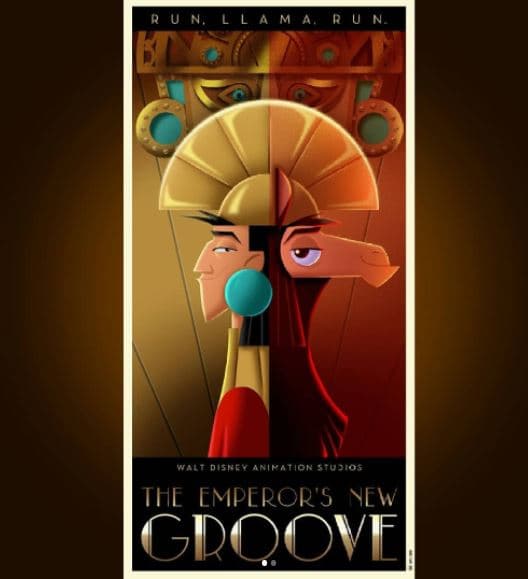 <b>'Las locuras del emperador'</b>
<br>El minimalismo es otra característica de este estilo y una de las razones por las que luce tan elegante; por ello David sólo tomó los elementos más importantes de cada cinta y los colocó en sus pósters.