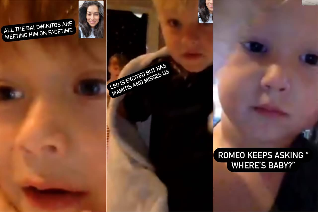 La feliz madre compartió en sus historias de Instagram que tuvo una videollamada con sus hijos, quienes están ansiosos por conocer a su hermano.