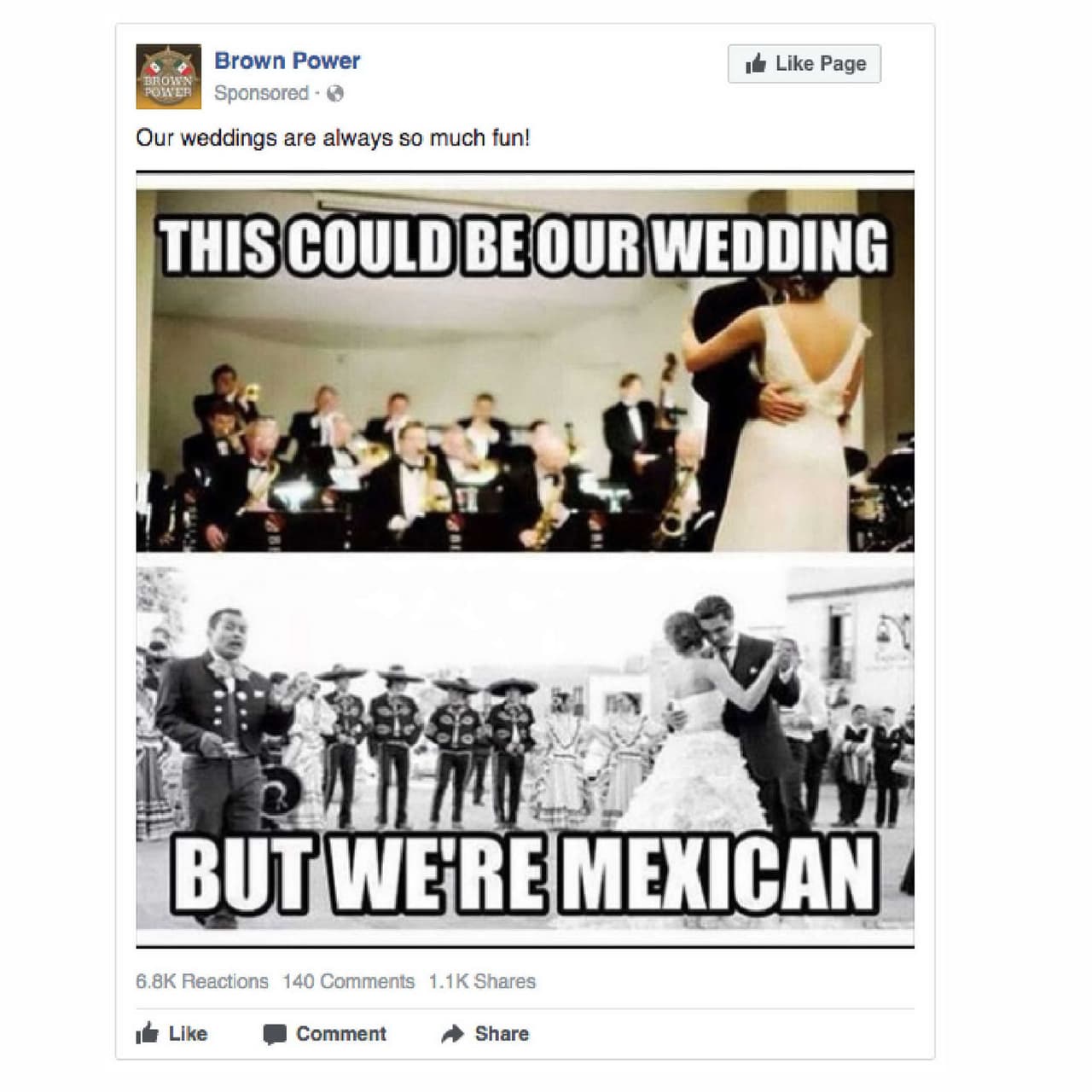 <b>Anuncio 2620.</b> “Nuestras bodas son siempre muy divertidas”. “ESTA PODRÍA SER NUESTRA BODA/PERO SOMOS MEXICANOS”
<br>
<b>Costo:</b> 400 rublos (6.41 dólares).