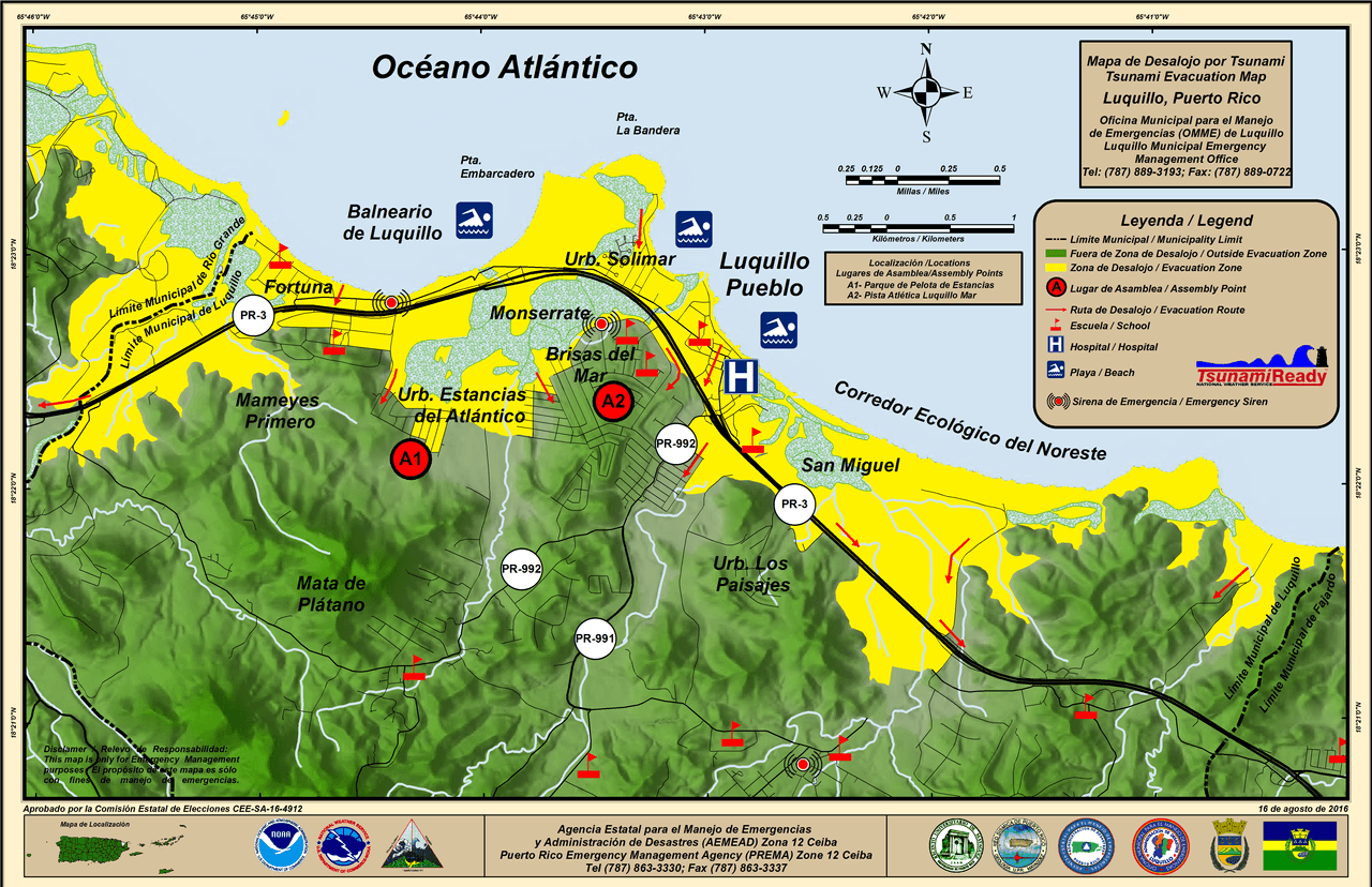 Mapa de desalojo de Luquillo