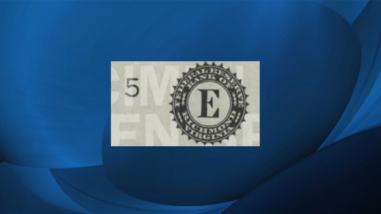 En las denominaciones de $1 y $2, el billete contiene un sello que identifica uno de los 12 bancos de la Reserva Federal.