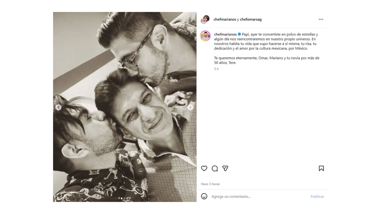 Así se informó la muerte del padre de los chefs Omar y Mariano Sandoval.