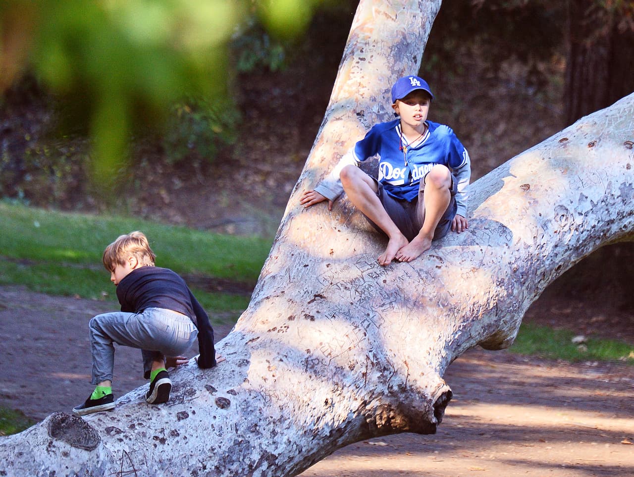 Estuvieron muy activos en el parque. Shiloh hasta se quitó los zapatos.