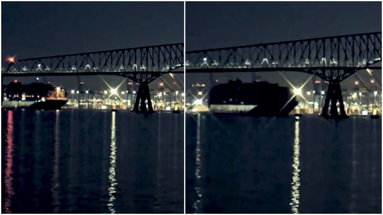 Barco sufrió apagón eléctrico: Video muestra lo que pasó justo antes del colapso del puente Francis Scott Key