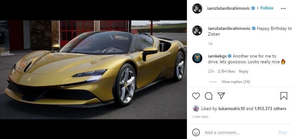 Zlatan Ibrahimovic se regala un Ferrari de 986 HP con motivo de su cumpleaños 40