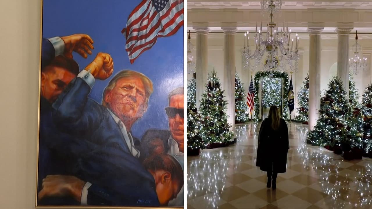 Hasta 51 árboles de Navidad iluminados y retratos de Trump: así adornó Melania la Casa Blanca