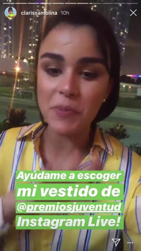 Cabe destacar que Clarissa Molina, realizó un Instagram Live en donde sus seguidores le ayudaron a 
<a href="https://www.univision.com/famosos/en-video-como-nunca-lo-habia-hecho-clarissa-molina-escoge-con-sus-fans-el-vestido-para-premios-juventud-video">elegir el vestido</a> que usará en la transmisión.