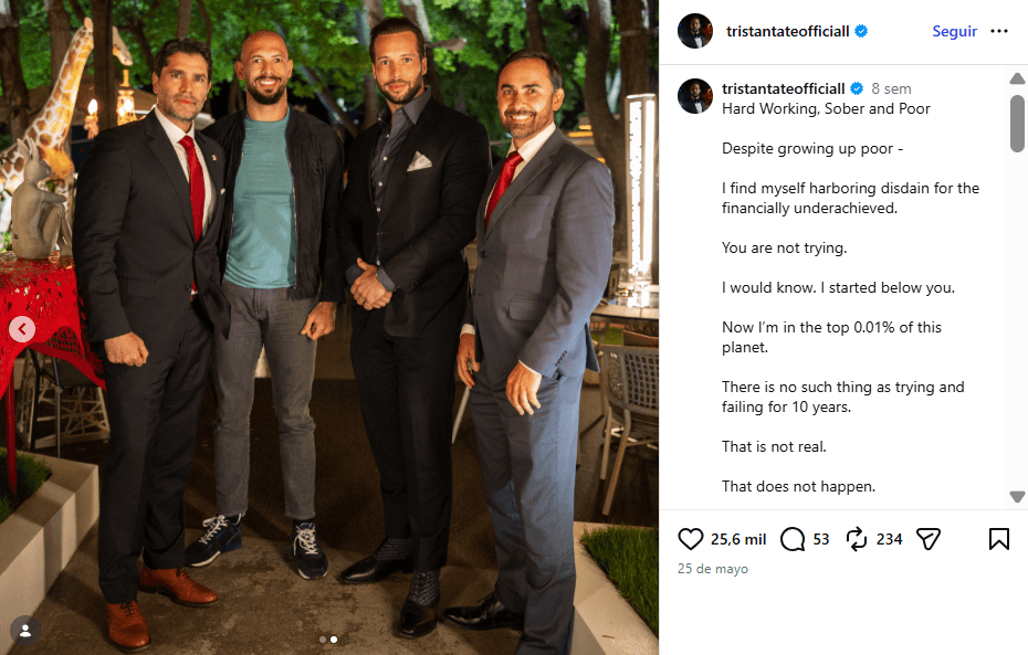 Eduardo Verástegui se habría reunido con Andrew y Tristan Tate.