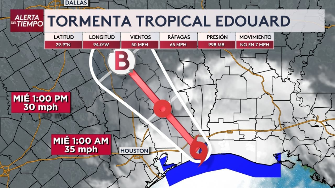 Tormenta tropical Edouard se mueve lento tras tocar tierra: el este de la I-45, la zona más afectada