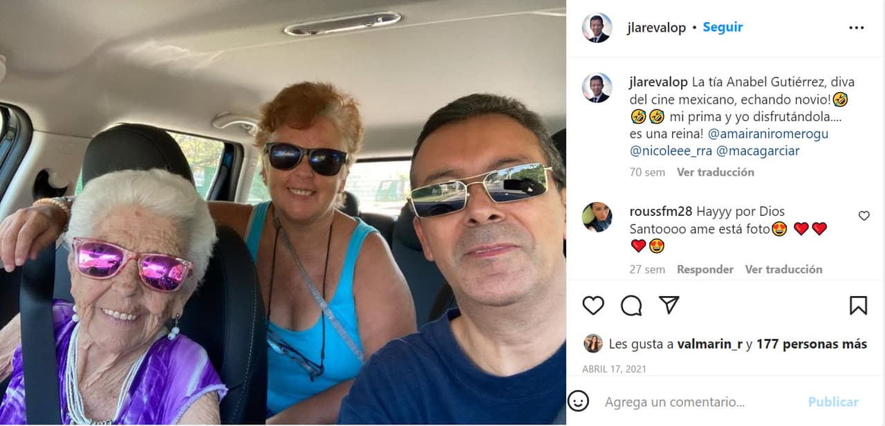 El sobrino de Anabel Gutiérrez publicó esta imagen de la querida actriz.