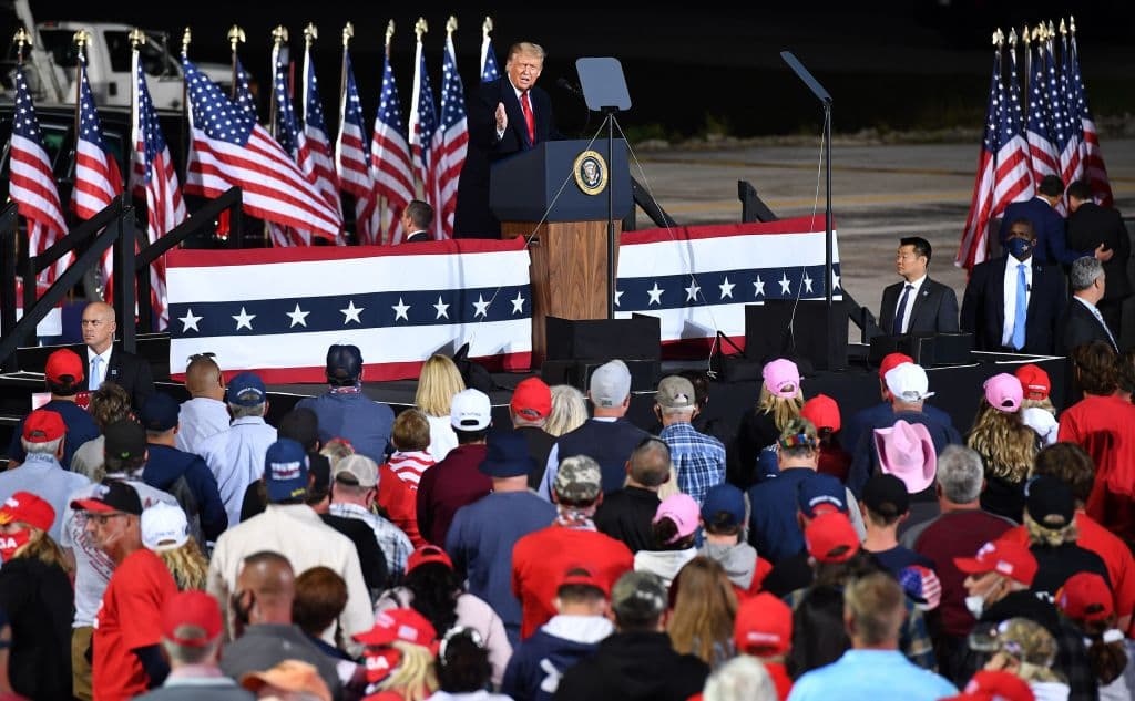 Mitin de Trump en el Toledo Express Airport en Swanton, Ohio.