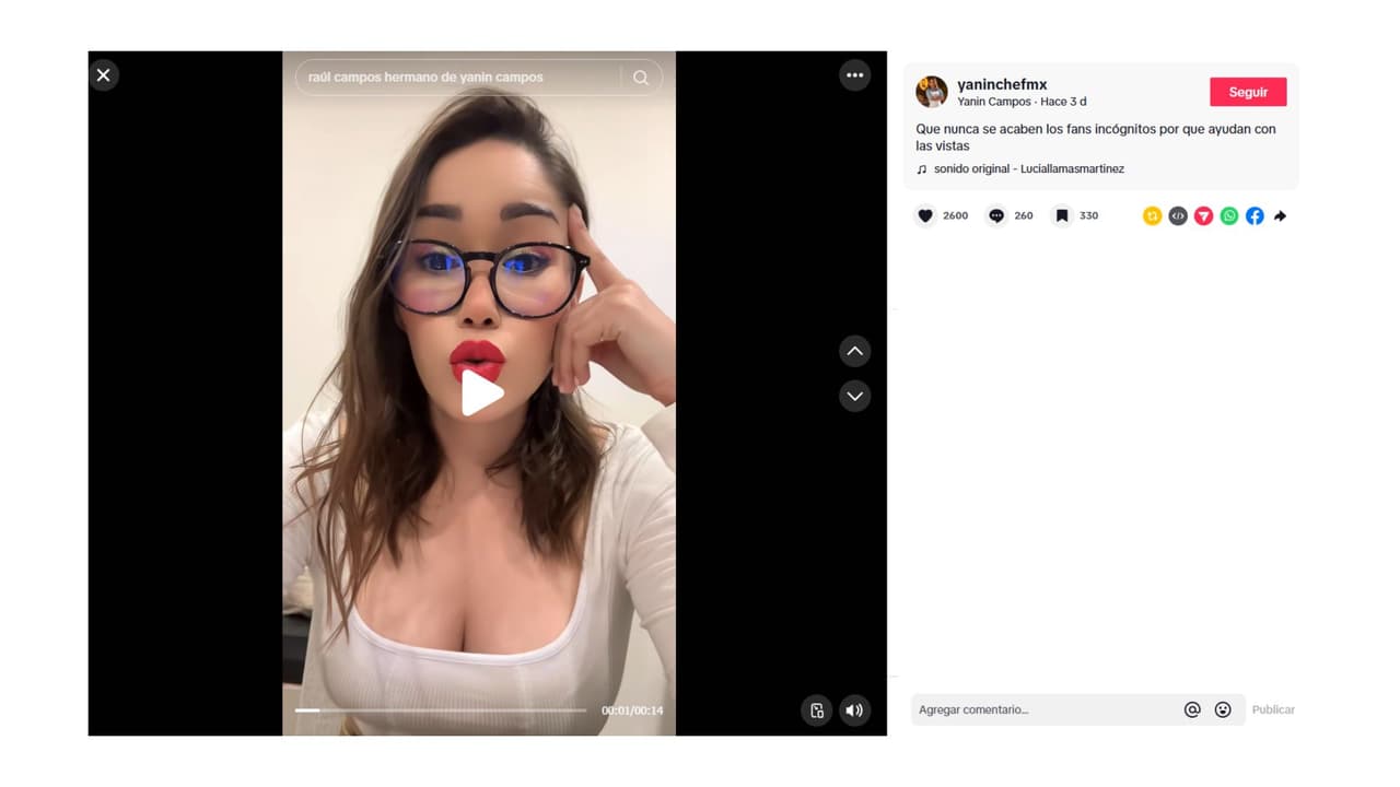 El último mensaje de Yanin Campos en TikTok.