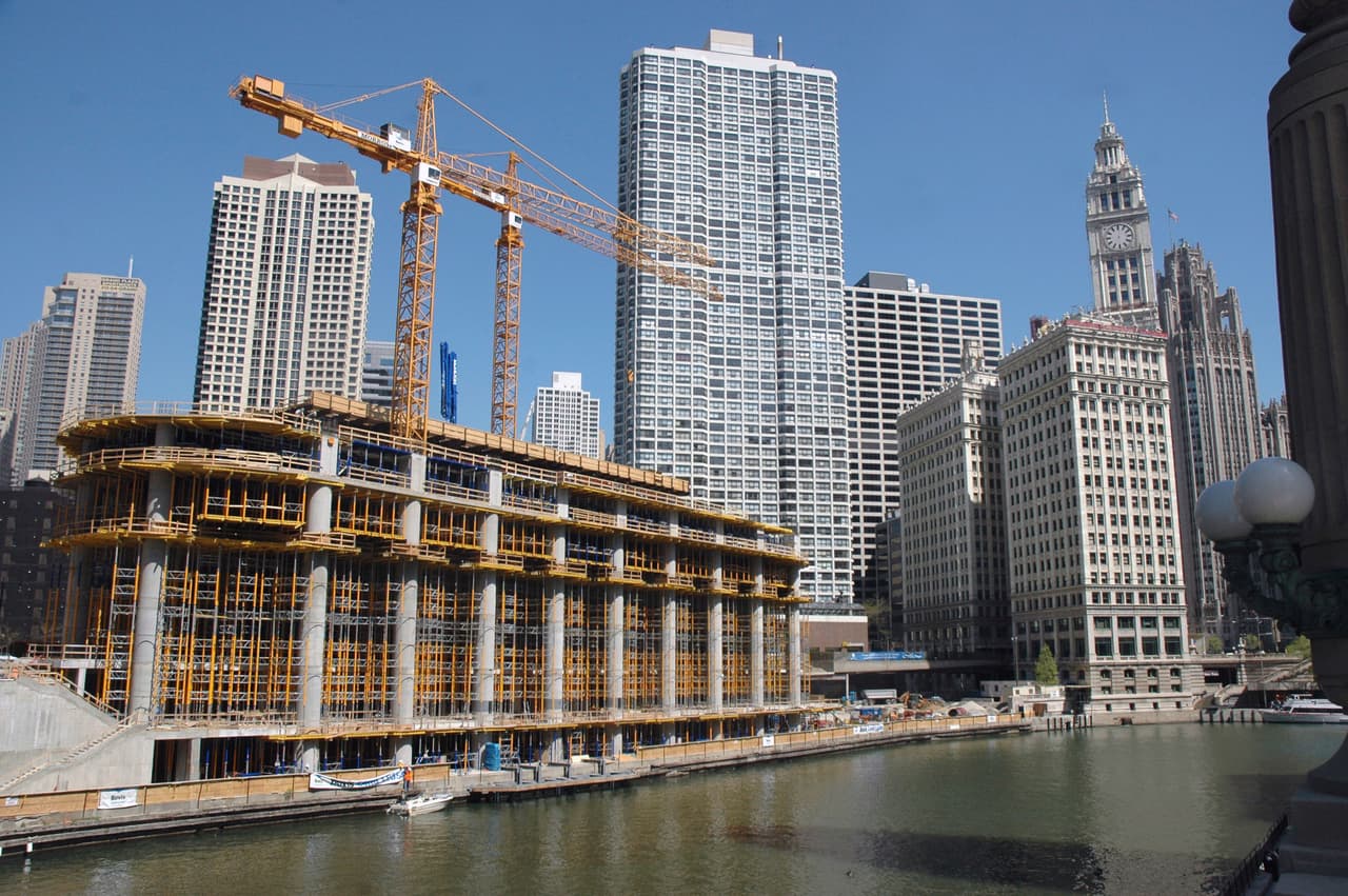 La torre Trump de Chicago, cuando estaba en construcción.
