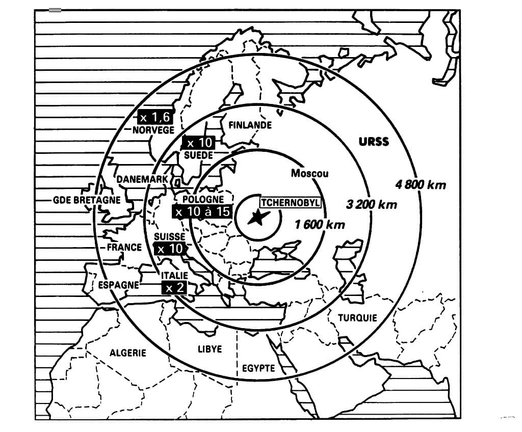 La central nuclear Vladímir Ilich Lenin está ubicada a 
<b>3 km de la ciudad de Prípiat, a 18 km de la ciudad de Chernóbil y a 17 km de la frontera con Bielorrusia</b>. Ahora se sabe que la nube radioactiva que se liberó se propagó a los ahora territorios de Belarús, Ucrania y 
<a href="https://www.univision.com/temas/rusia">Rusia</a>. Casi 
<b>8.4 millones de personas</b> en los tres países fueron expuestas a la radiación.