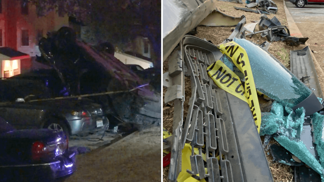 Un hombre y una mujer quedan atrapados dentro de un auto tras volcarse en Fort Worth