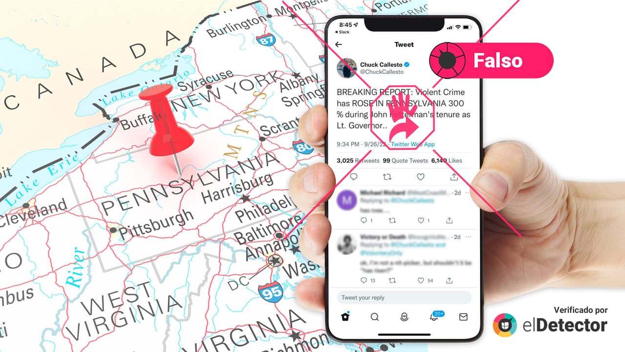 Es falso que el crimen violento aumentó 300% en Pennsylvania desde que John Fetterman es vicegobernador

