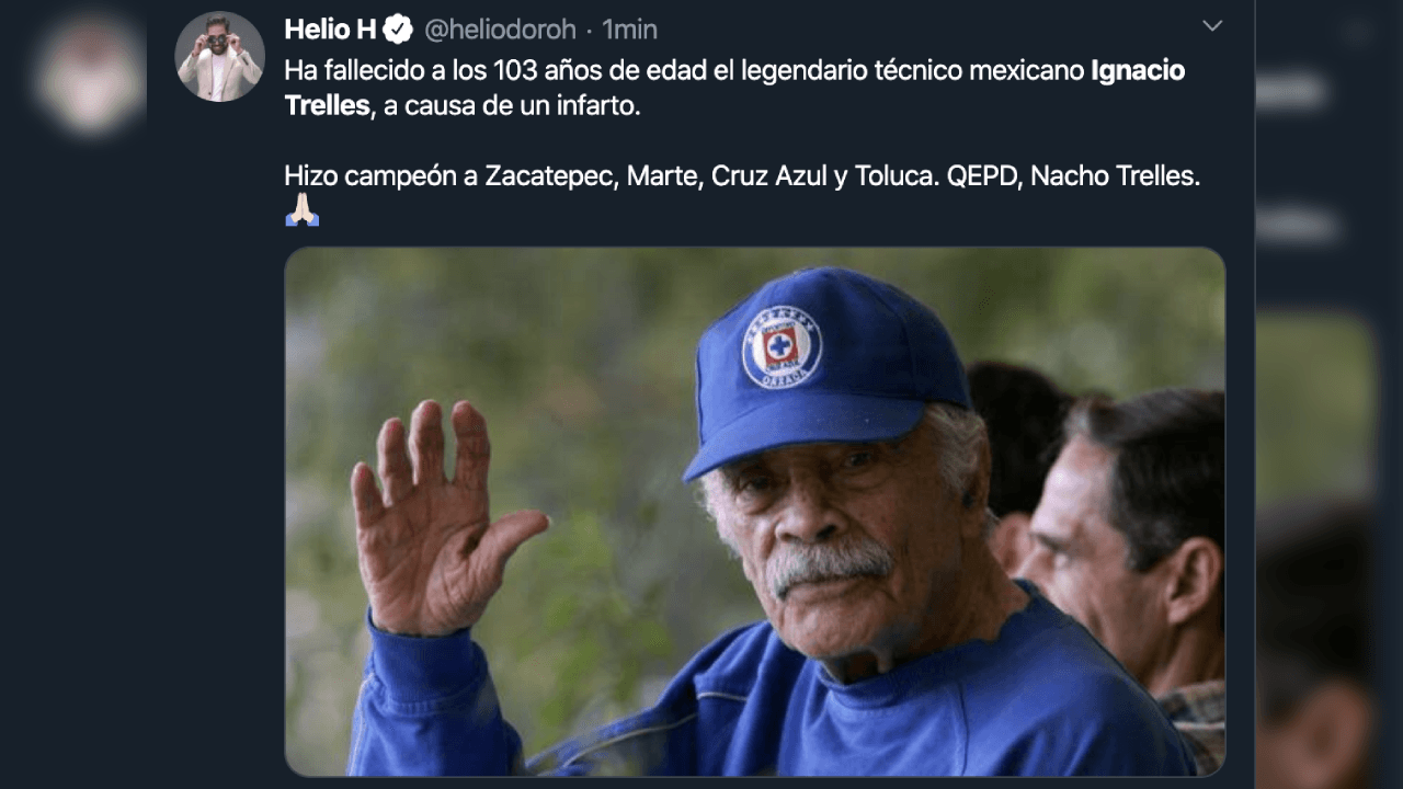 Así reacciona el mundo futbolístico ante el fallecimiento de Ignacio Trelles a sus 103 años.