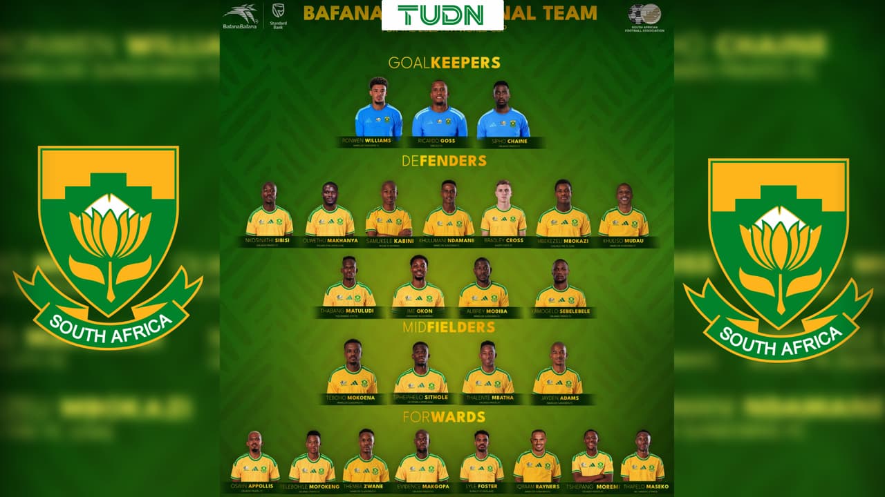 Mundial 2026: Sudáfrica da su lista de 26 jugadores convocados a la Copa del Mundo