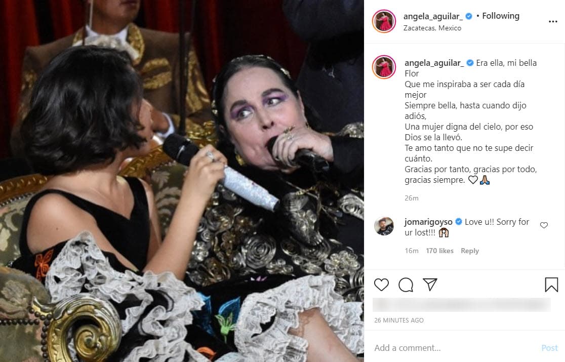 Su nieta Ángela, con quien tenía una relación muy cercana, le dedicó un poema y le agradeció "por todo".
<br>