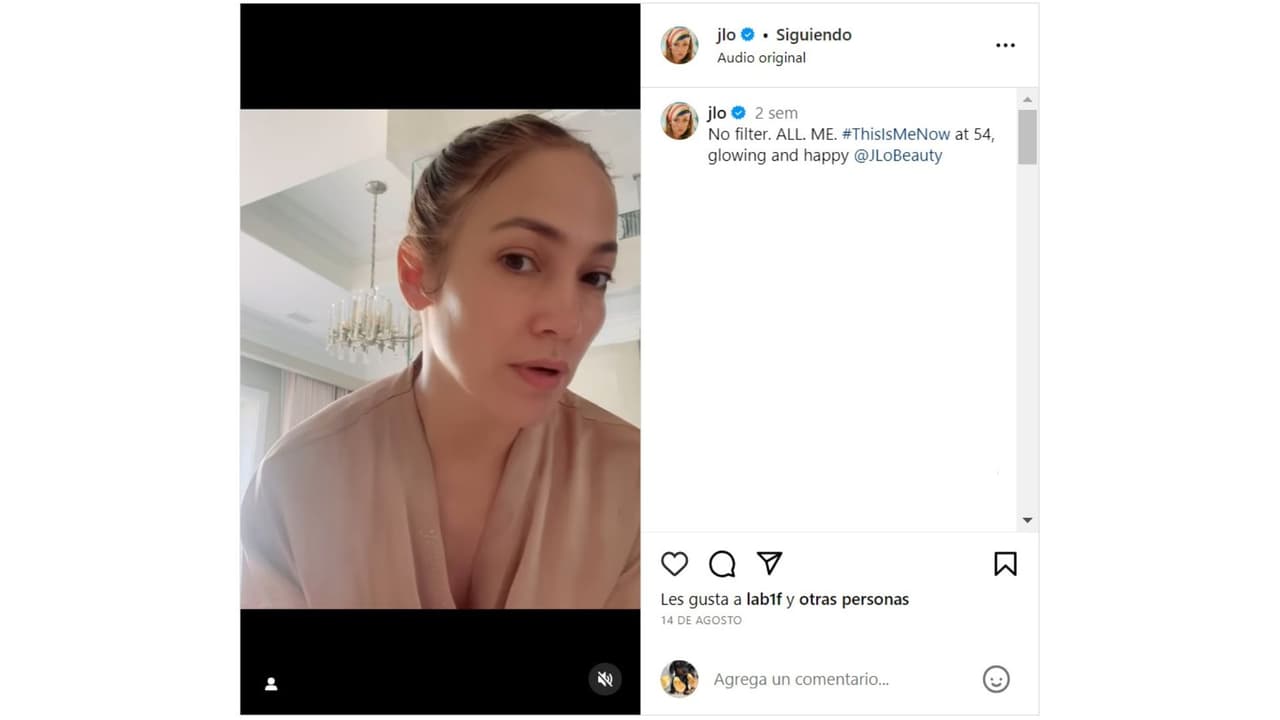 JLo mostró su rostro al natural.