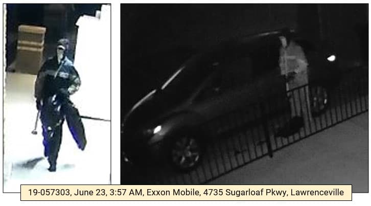 El primero de los atracos se registró el 23 de junio por la madrugada en una gasolinera Exxon Mobile ubicada en el 4735 Sugarloaf Parkway, en Lawrenceville.