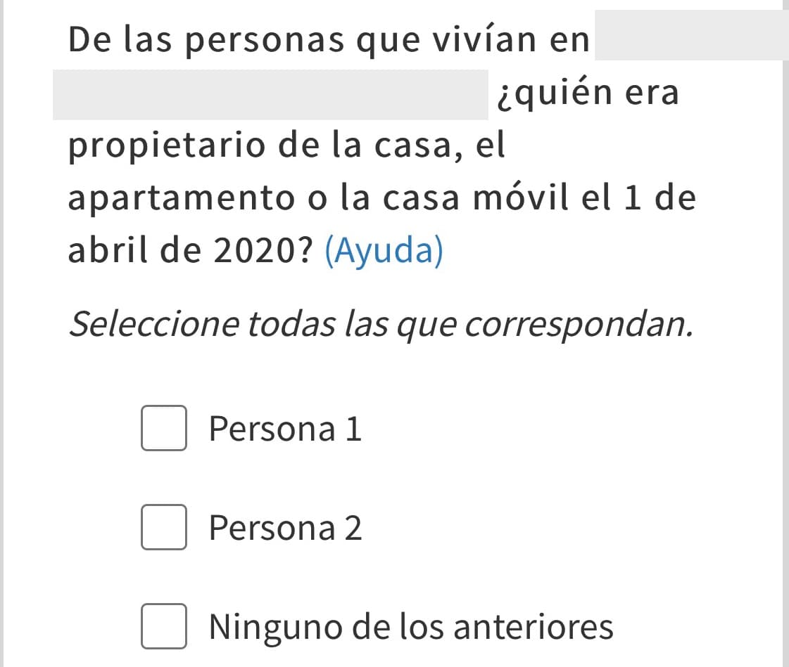 Si el lugar donde vives es propio, señala quién o quiénes son los propietarios.