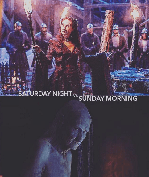 Sábado en la noche vs Domingo en la mañana.