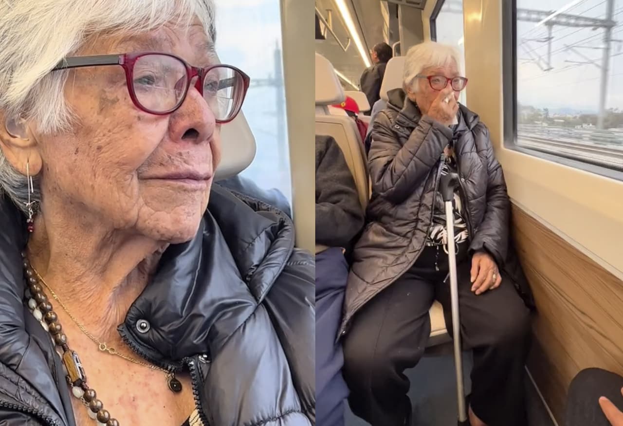 Abuelita llora al volver a subirse a un tren después de 50 años y conmueve con la razón