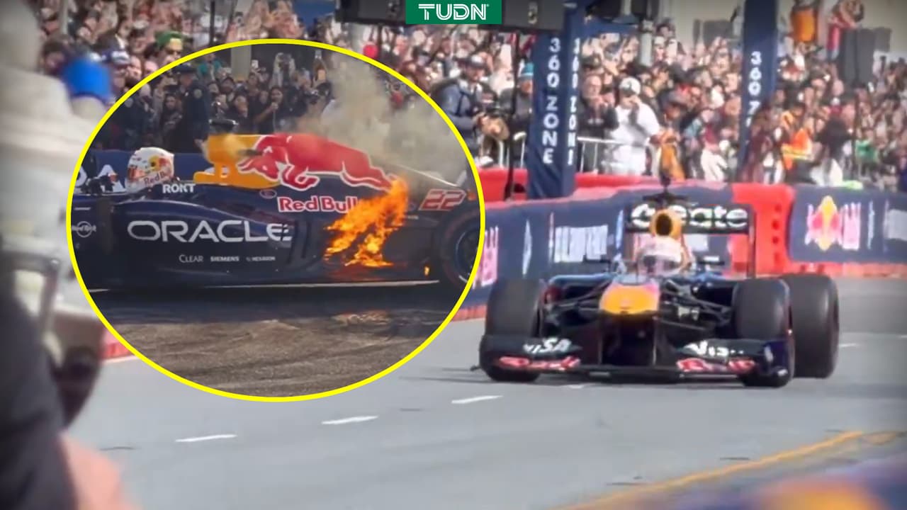 ¡Piloto de Fórmula 1 sufre incendio de su coche en plena exhibición!