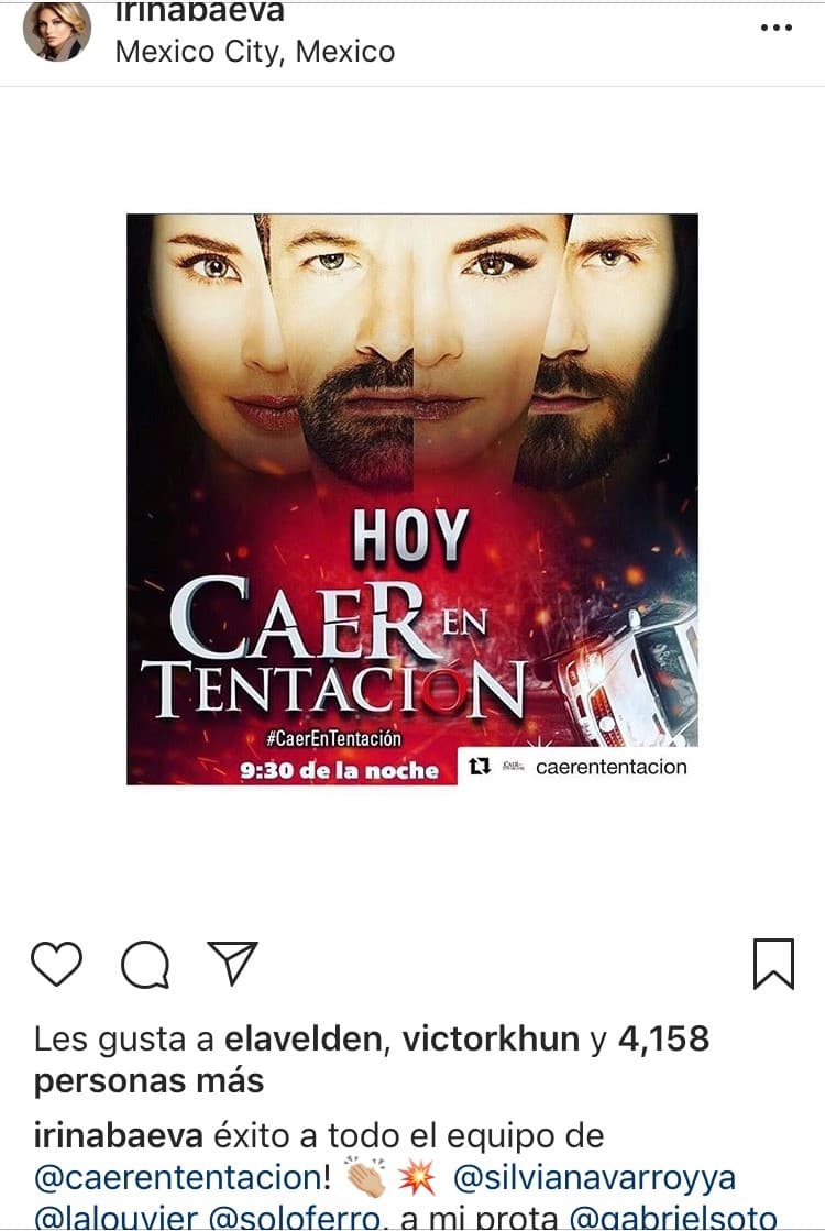 Ni si quiera cuando Irina promovió el último trabajo de Gabriel en la televisión, durante la novela 'Caer en tentación', contó con un 'like' del actor.