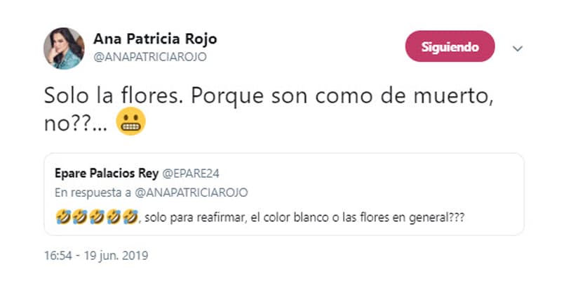 Los seguidores preguntaron a la villana de telenovelas por qué no le gustan las flores blancas.
<br>